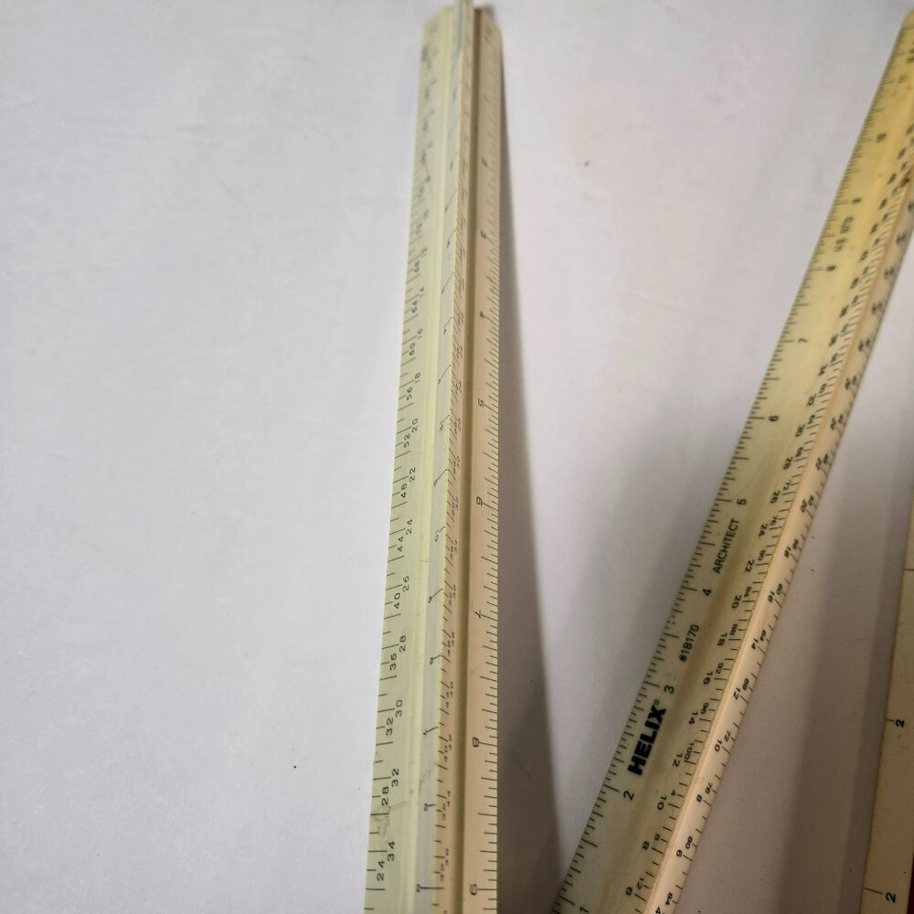 LOT (5) VTG 12" Engineer Architect Triangular Rulers Helix Hughes-Owens Keuffel - Picture 11 of 13